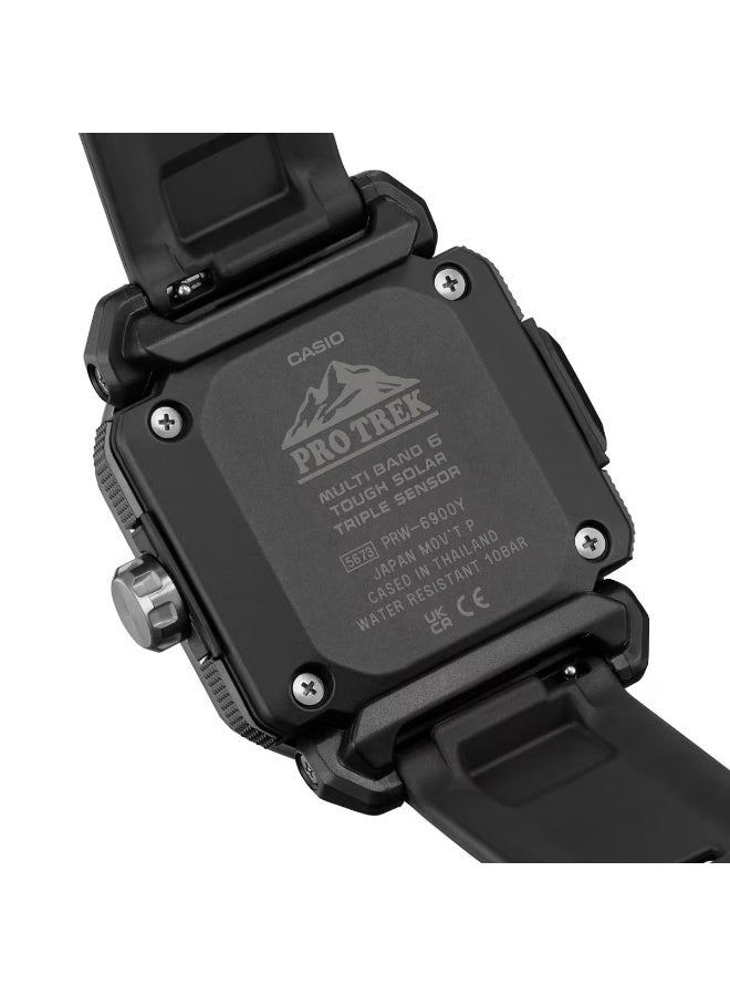 CASIO Pro Trek Solar Analog-Digital Men’s Watch PRW-6900Y-1PR, 49.6 mm Black Dial, Black Bio-Based Resin Band, 100 m WR - Image 4